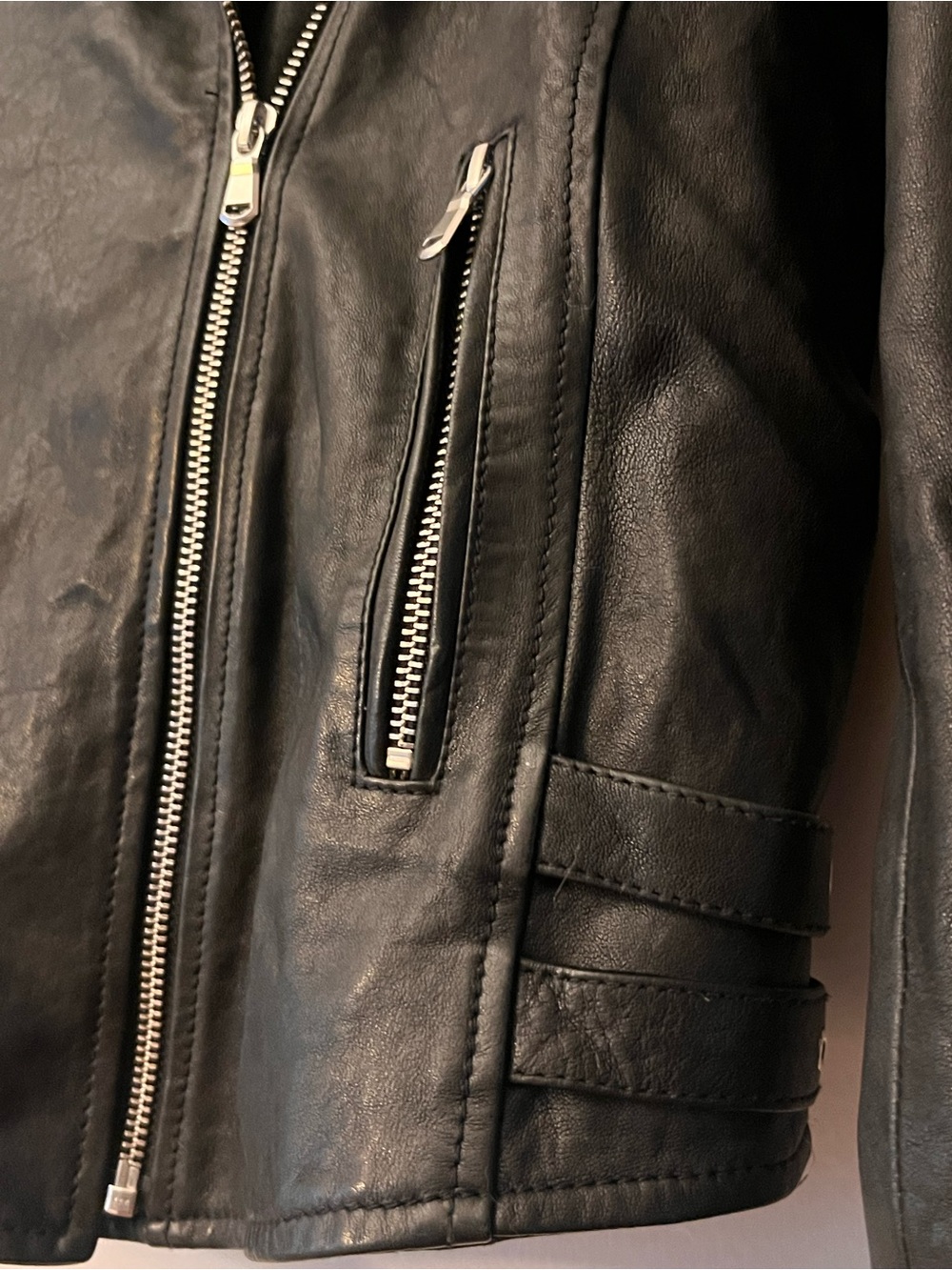 DSTLD Black Genuine Leather Moto Biker Jacket Size M women - Picture 5 of 6